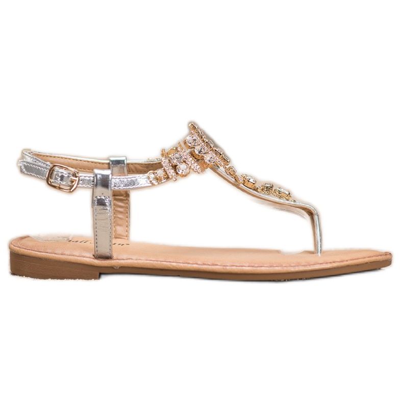 Small Swan Stílusos szandál köbös cirkóniummal szürke