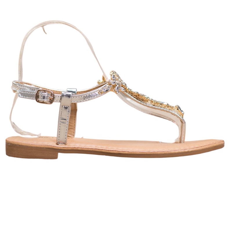 Small Swan Elegáns szandál köbös cirkóniummal szürke