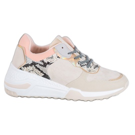 SHELOVET Snake Print Cipők barna