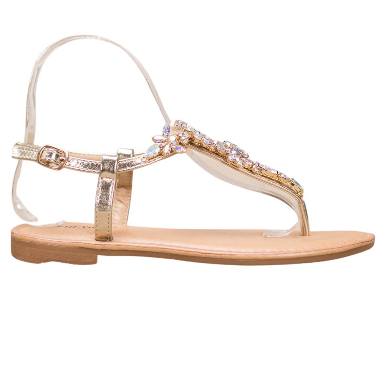 Small Swan Elegáns szandál köbös cirkóniummal sárga