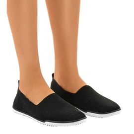Fekete GF-HJS12-1 Lycra Slip-On cipők Fekete GF-HJS12-1 Lycra Slip-On cipők