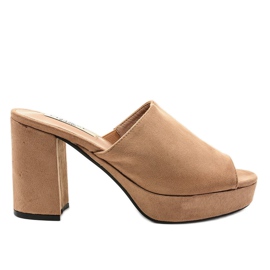 Khaki velúr sarok papucs 9R17 bézs Khaki velúr sarok papucs 9R17 bézs