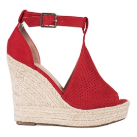 SHELOVET Áttört ék szandál piros
