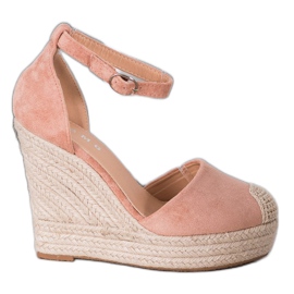 SHELOVET Stílusos Espadrilles On Wedge rózsaszín