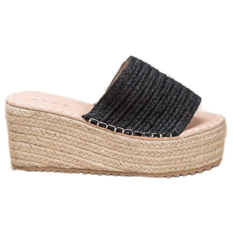 SHELOVET Fonott ék szandál fekete