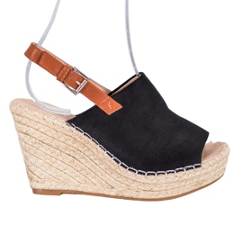 Small Swan Divatos velúr szandál fekete