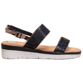 Small Swan Kényelmes szandál Holo effektussal fekete