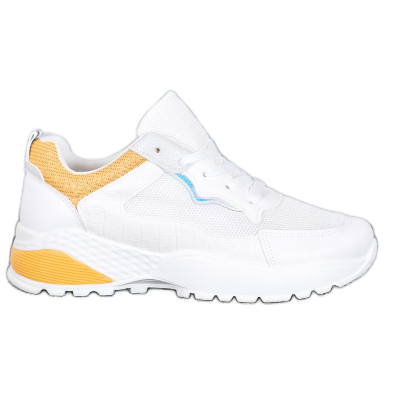 SHELOVET Cipők világos narancssárga betétekkel fehér