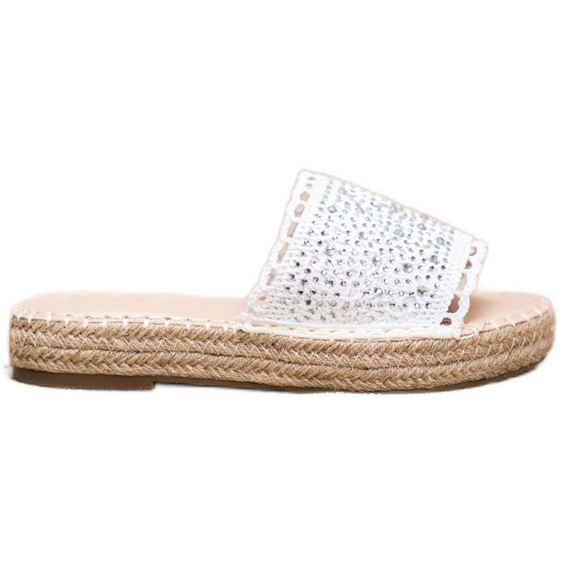 Small Swan Papucs kristályokkal fehér