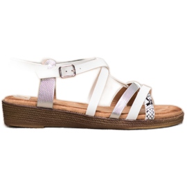 Small Swan Stílusos fehér szandál szürke Small Swan Stílusos fehér szandál szürke