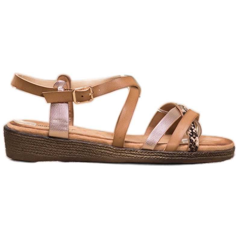 Small Swan Stílusos barna szandál aranysárga