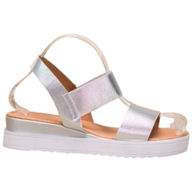 SHELOVET Ezüst szandál a platformon szürke SHELOVET Ezüst szandál a platformon szürke