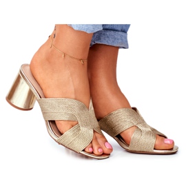 S.Barski Női papucs a sarkán Slip Gold Guest aranysárga