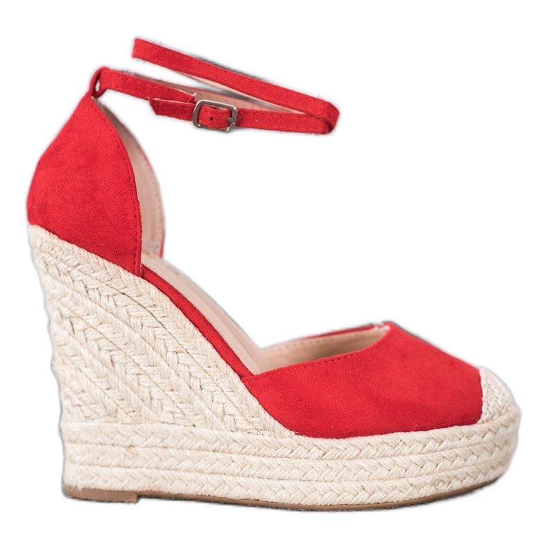 SHELOVET Magas espadrilles az ék piros