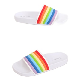 Fehér szivárvány papucs T325P Fehér sokszínű Fehér szivárvány papucs T325P Fehér sokszínű