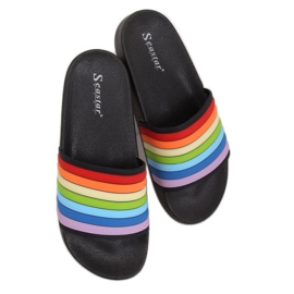 Fekete szivárványos papucs T325P Fekete sokszínű