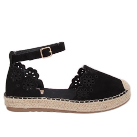 Fekete áttört espadrilles JH119 Black