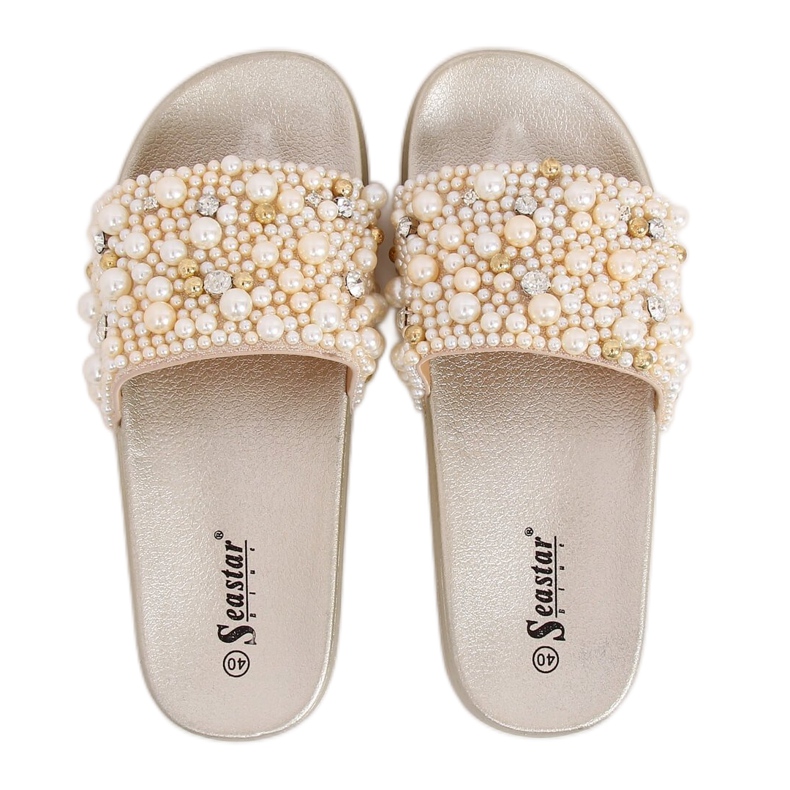 Papucs gyöngyökkel BG66 Gold aranysárga Papucs gyöngyökkel BG66 Gold aranysárga