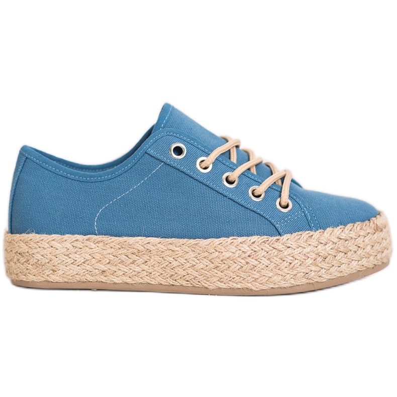 Kylie Cipők Egy Szalma Platformon kék