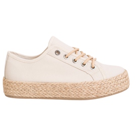 Kylie Cipők Egy Szalma Platformon barna