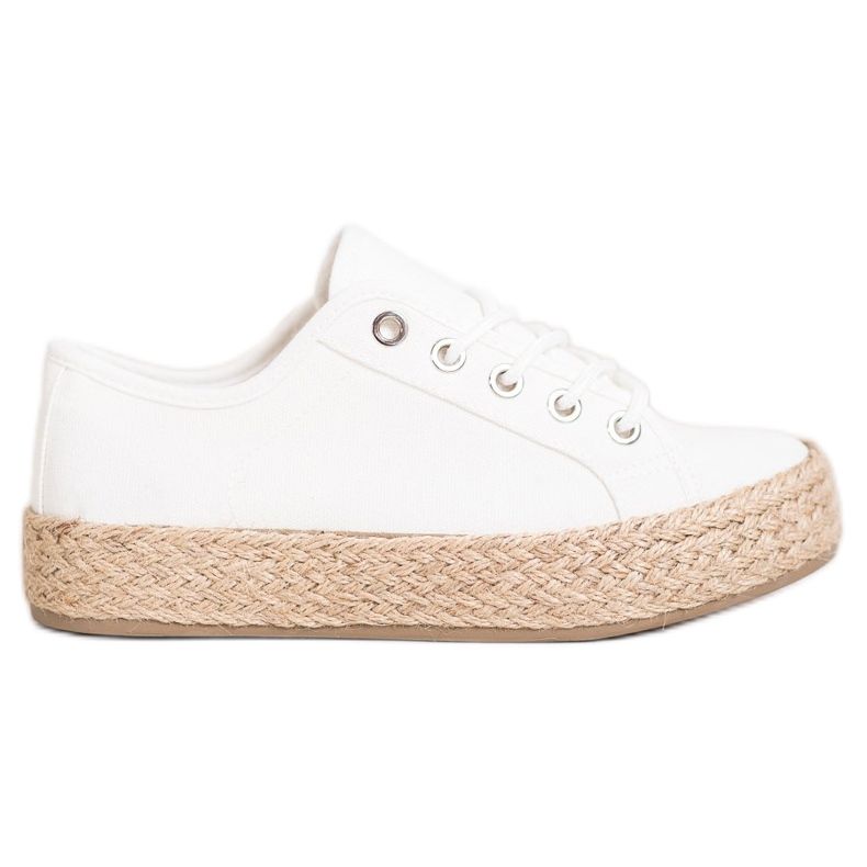Kylie Cipők Egy Szalma Platformon fehér