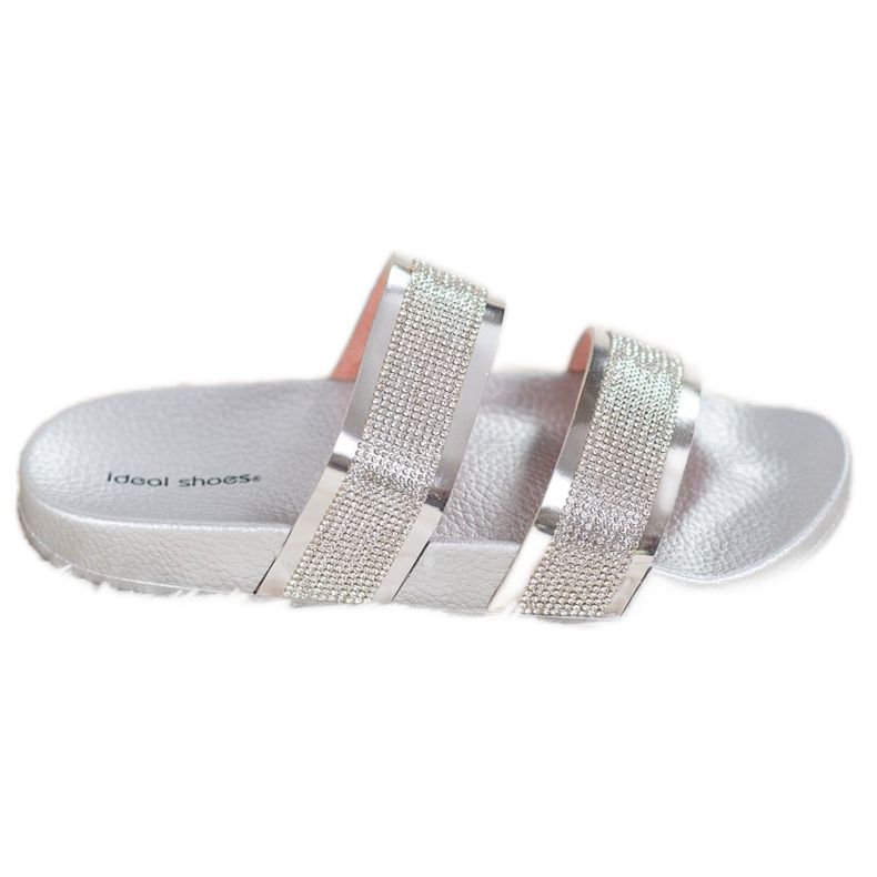 Ideal Shoes Női papucs köbös cirkóniával szürke