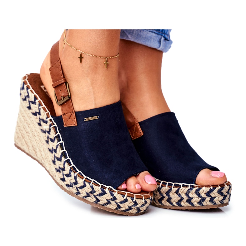 Női szandál Wedge Big Star Navy Blue FF274980 sötétkék