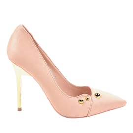 Rózsaszín klasszikus magas sarkú cipő NE05P csapokkal