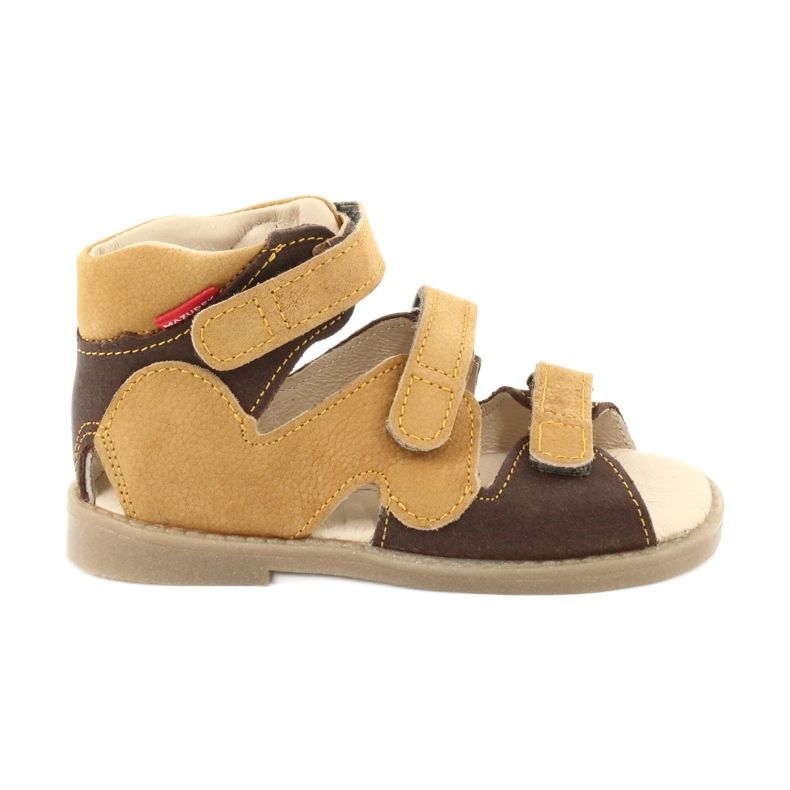 Preventív bőr szandál sárga/bronz Mazurek 291