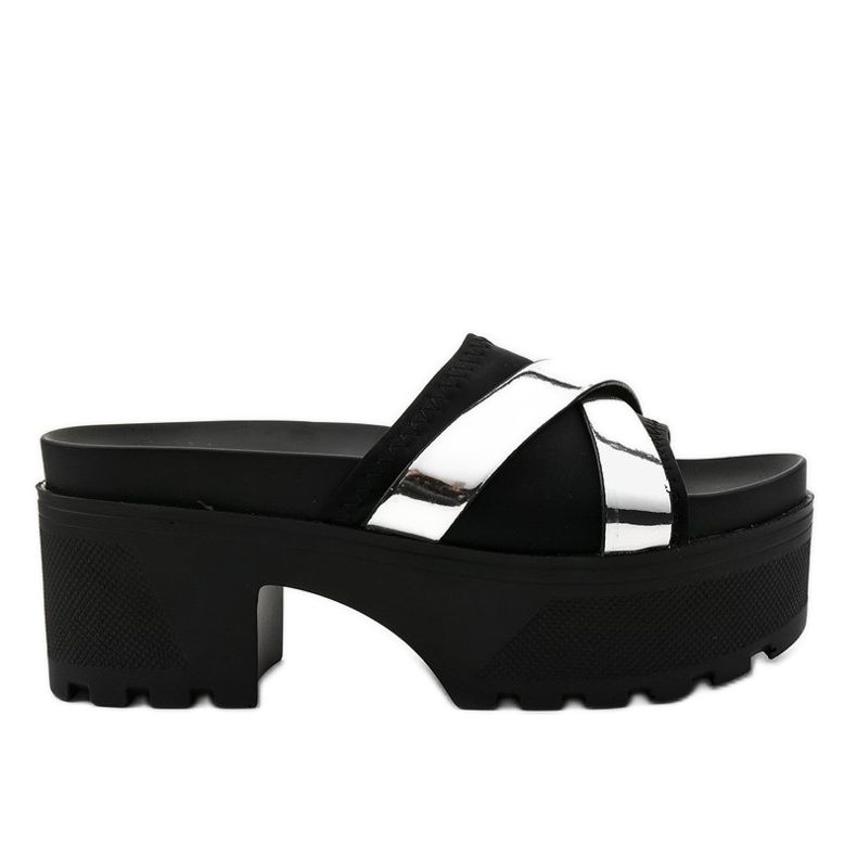 Fekete magas sarkú papucs CL-3A309-43