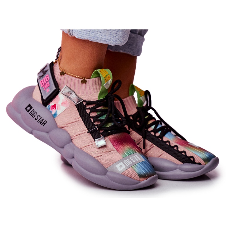 Női sportcipő Big Star, Daniel Lopez FF274A581 rózsaszín sokszínű