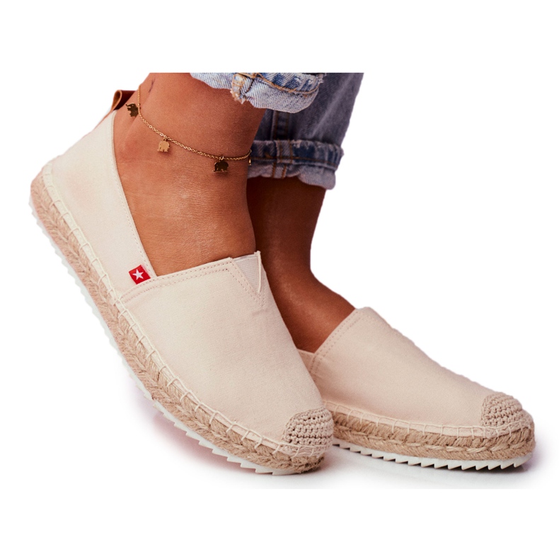 Női espadrilles, fonott talp bézs Big Star FF274A500