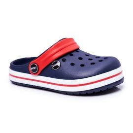 Papucs fiúnak, lánynak, gyerekhabos krokodilnak sötétkék piros