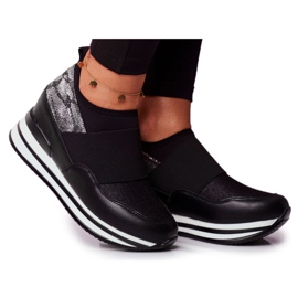 Női Sport Slip On Wedge Cipő Fekete Cold Play