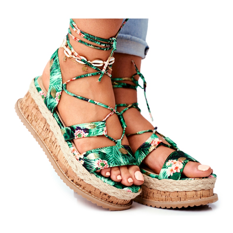 FB2 Női szandál a parafa platformon zöld utat kötve sokszínű FB2 Női szandál a parafa platformon zöld utat kötve sokszínű
