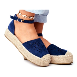 PS1 Női espadrilles a sötétkék lenvászon platformon Palermo