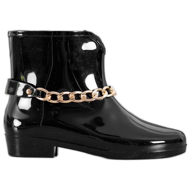 SHELOVET Galoshes dekoratív lánccal fekete