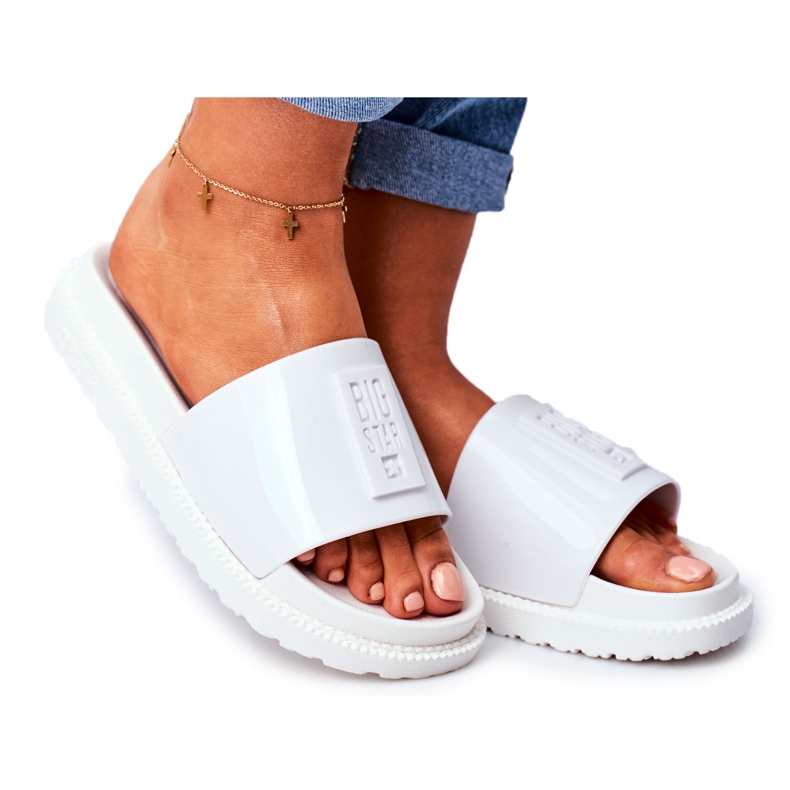 Női Big Star papucs a platformon Fehér FF274812