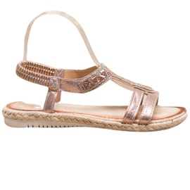 SHELOVET Elegáns szandál díszítéssel sárga