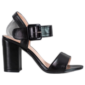 Small Swan Szandál egy bárban, öko bőrrel fekete