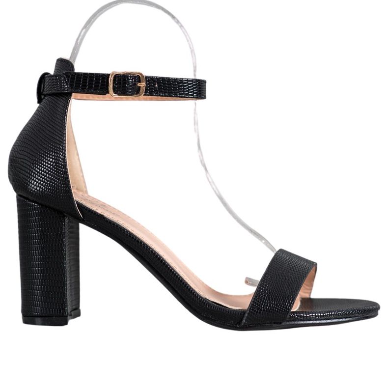 Small Swan Stílusos magas sarkú szandál fekete