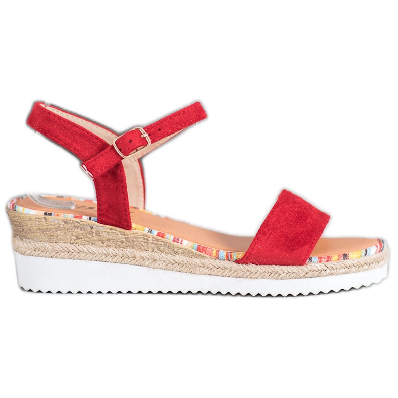 Yes Mile Kényelmes velúr szandál piros