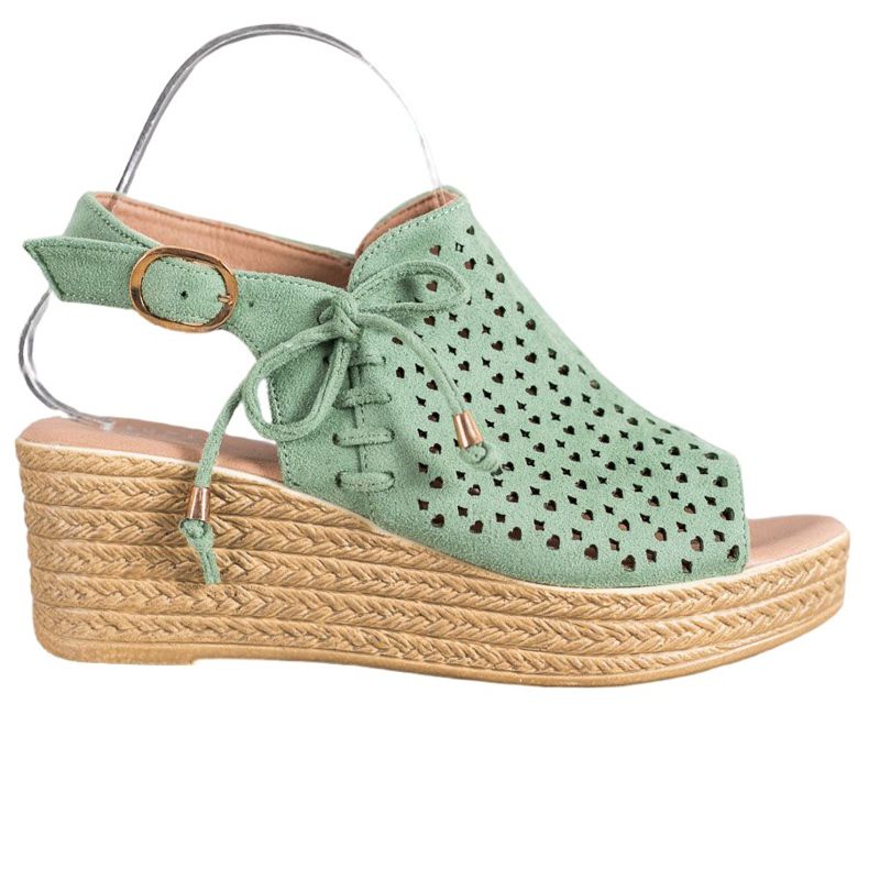 Small Swan Kényelmes áttört szandál zöld Small Swan Kényelmes áttört szandál zöld