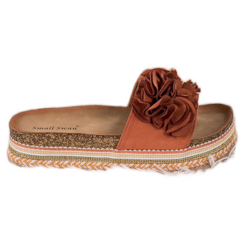 Small Swan Velúr papucs díszekkel sokszínű narancssárga