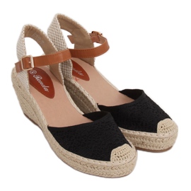 Fekete Espadrilles ékeken, fekete S-819 Black Fekete Espadrilles ékeken, fekete S-819 Black