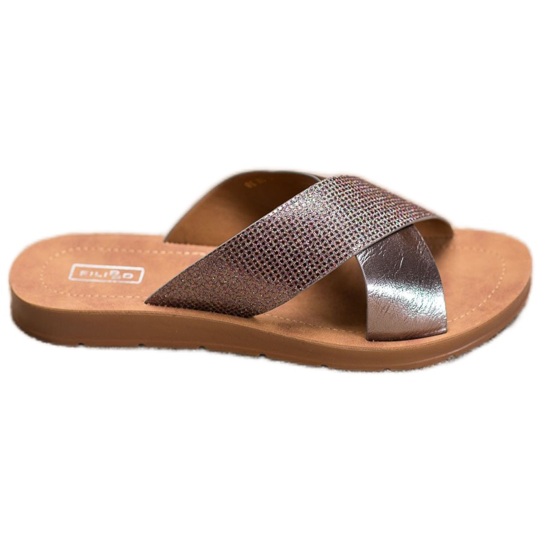 Filippo Fényes Eco bőr papucs szürke