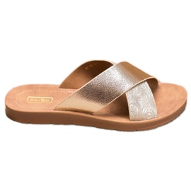 Filippo Fényes Eco bőr papucs aranysárga