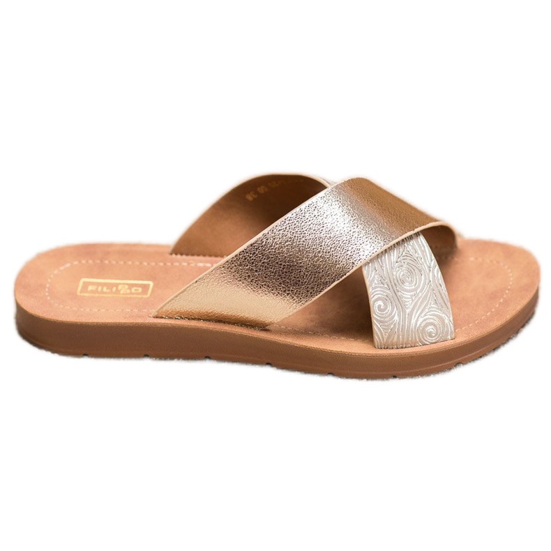 Filippo Fényes Eco bőr papucs aranysárga