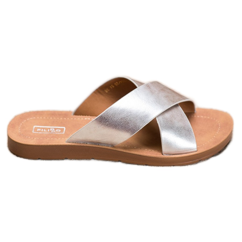 Filippo Fényes Eco bőr papucs szürke