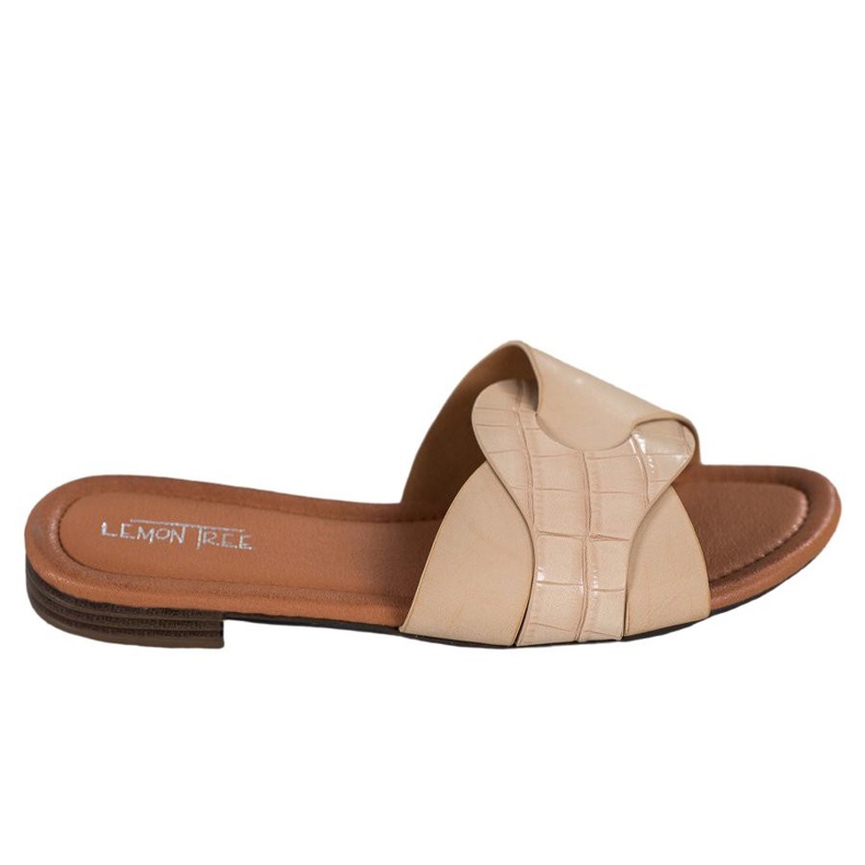 SHELOVET Elegáns Eco bőr papucs bézs